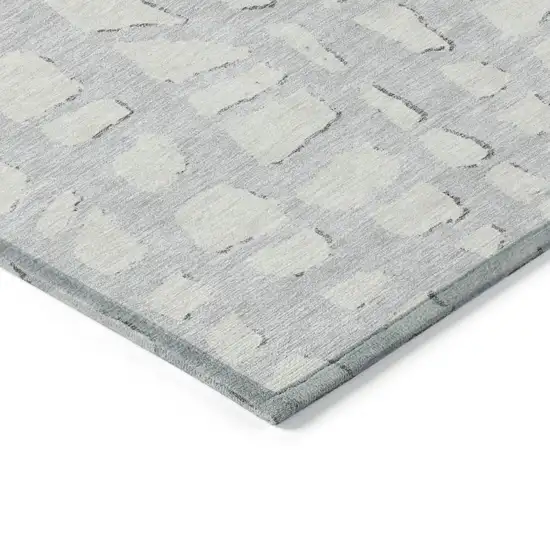 Silver And Ivory Abstract Washable Indoor Outdoor Area Rug Photo 3
