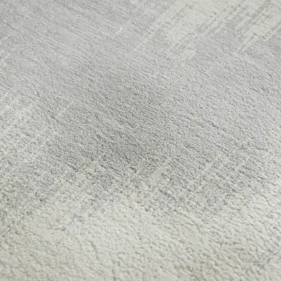 Silver And Ivory Chevron Washable Area Rug With UV Protection Photo 3