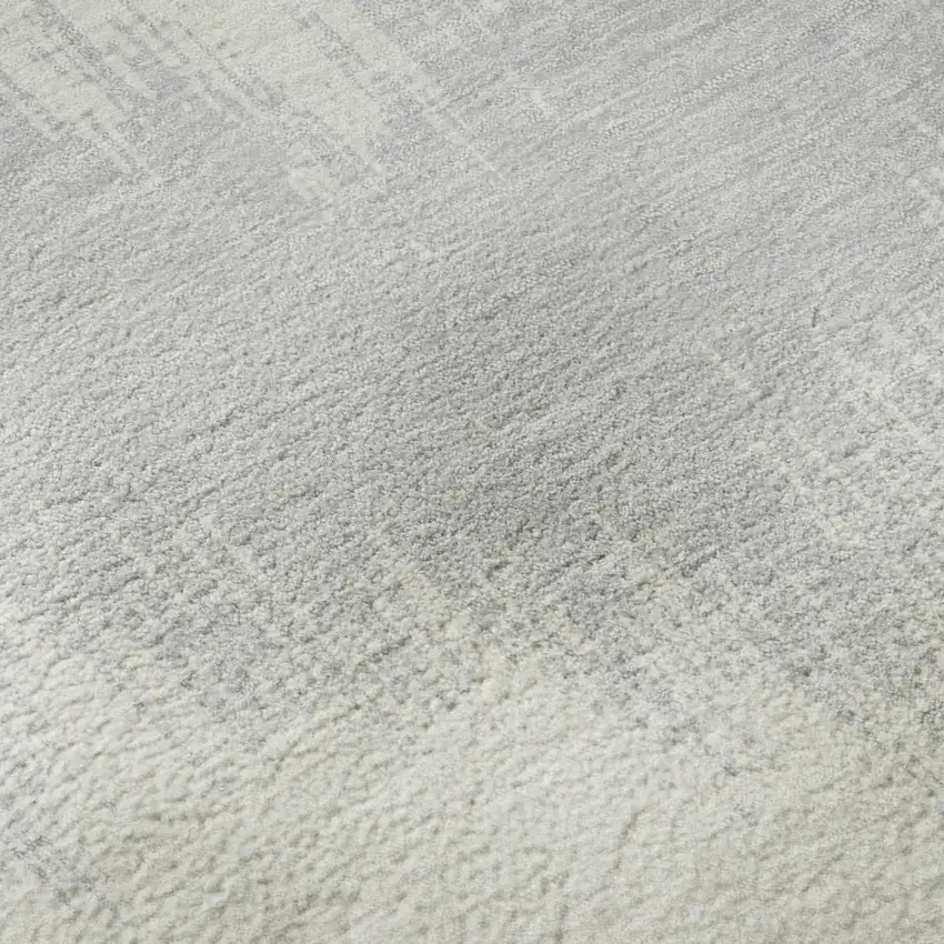 Silver And Ivory Chevron Washable Area Rug With UV Protection Photo 1