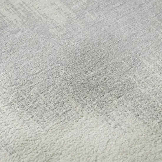 Silver And Ivory Chevron Washable Area Rug With UV Protection Photo 1