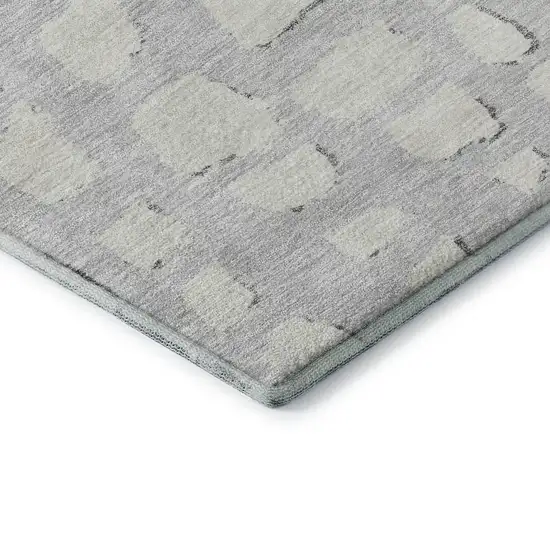 Silver And Ivory Cobblestone Washable Area Rug With UV Protection Photo 8