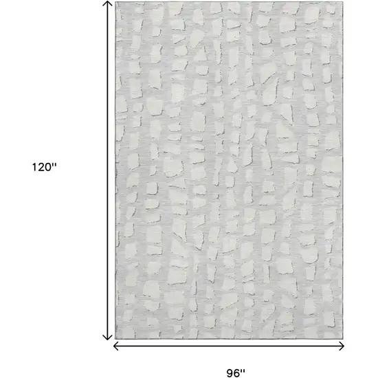 Silver And Ivory Cobblestone Washable Area Rug With UV Protection Photo 3