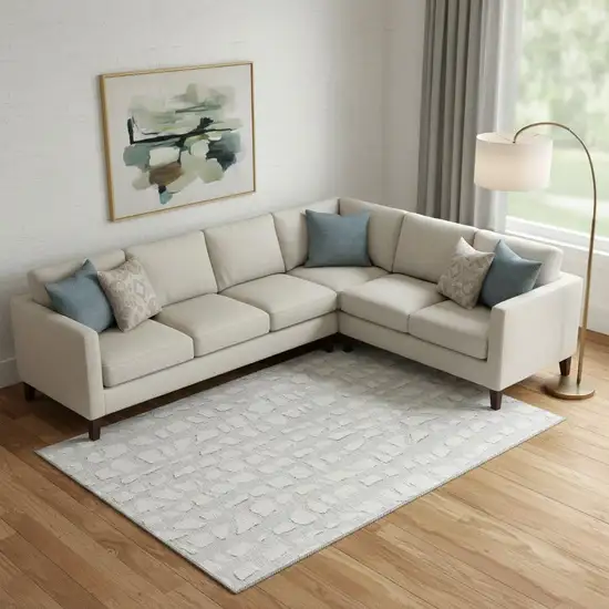 Silver And Ivory Cobblestone Washable Area Rug With UV Protection Photo 1