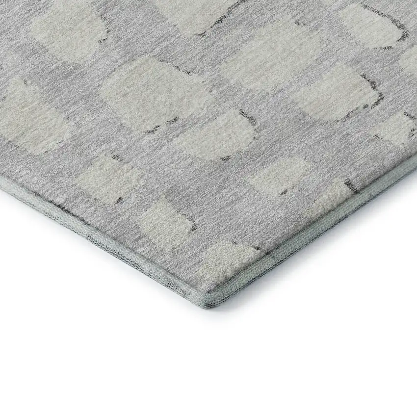 Silver And Ivory Cobblestone Washable Area Rug With UV Protection Photo 8
