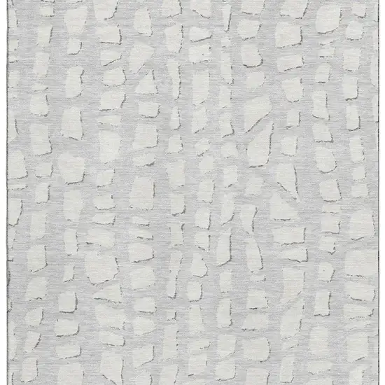 Silver And Ivory Cobblestone Washable Area Rug With UV Protection Photo 4