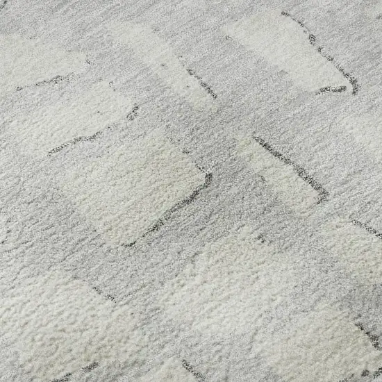 Silver And Ivory Cobblestone Washable Area Rug With UV Protection Photo 8