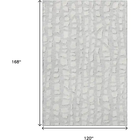 Silver And Ivory Cobblestone Washable Area Rug With UV Protection Photo 3