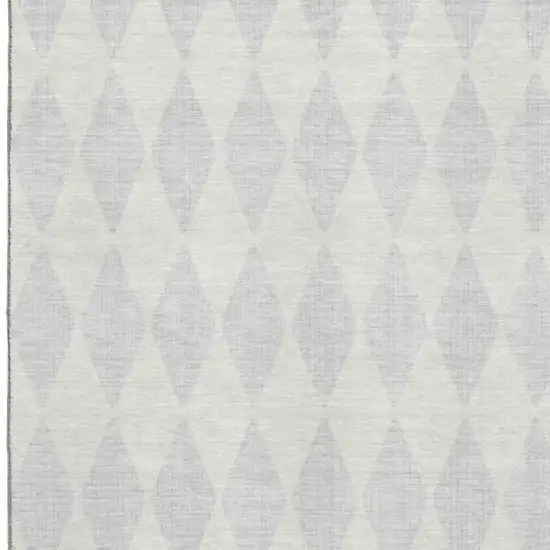 Silver And Ivory Diamond Washable Area Rug With UV Protection Photo 4