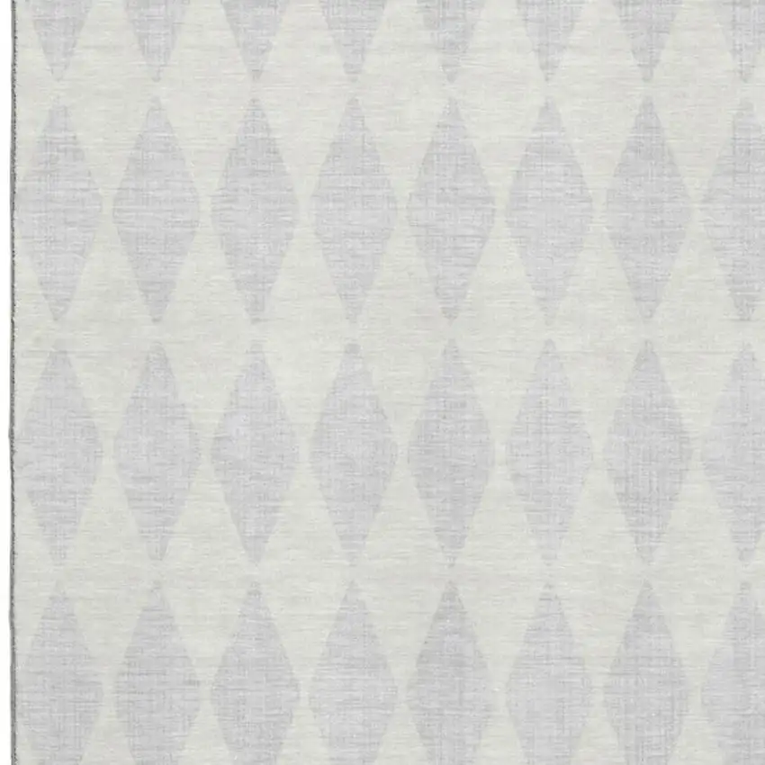 Silver And Ivory Diamond Washable Area Rug With UV Protection Photo 4