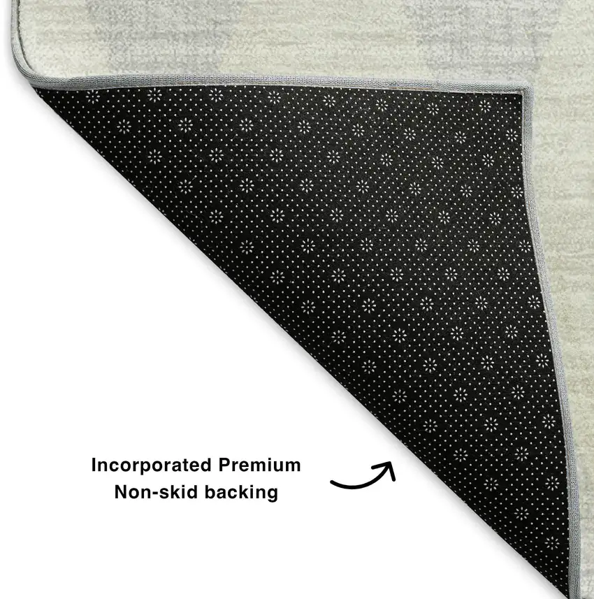 Silver And Ivory Diamond Washable Area Rug With UV Protection Photo 7