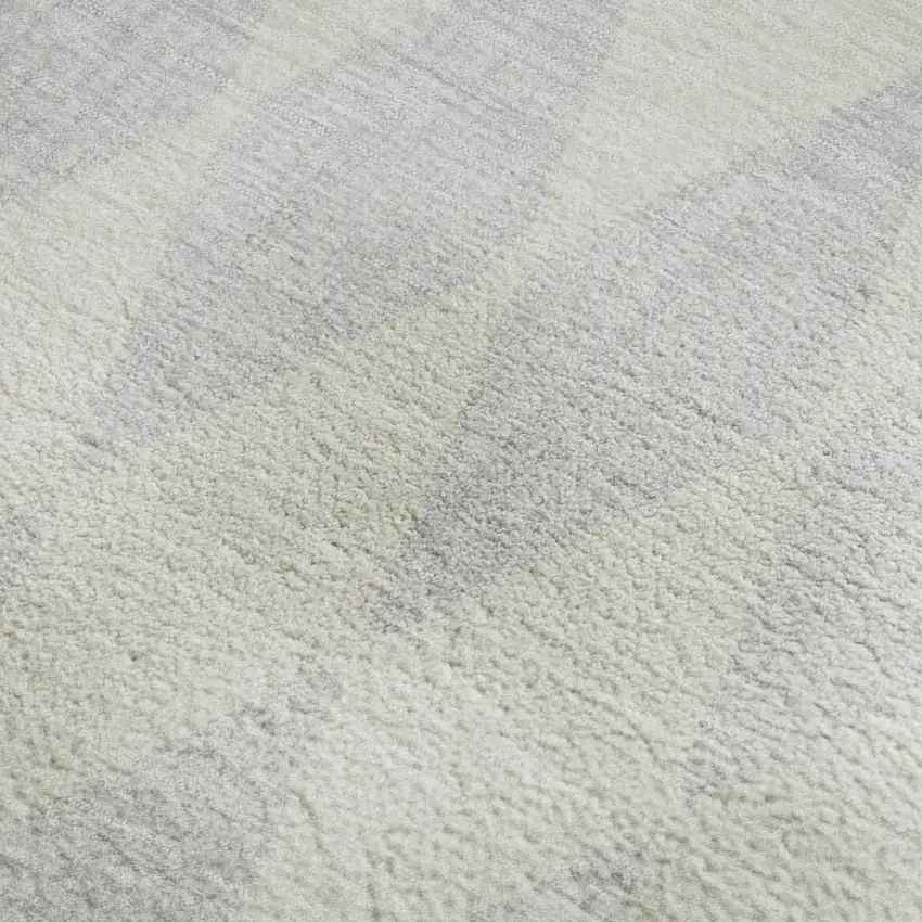 Silver And Ivory Diamond Washable Area Rug With UV Protection Photo 3