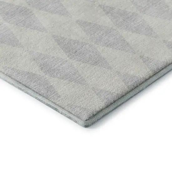 Silver And Ivory Diamond Washable Area Rug With UV Protection Photo 7
