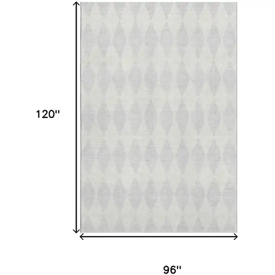 Silver And Ivory Diamond Washable Area Rug With UV Protection Photo 3