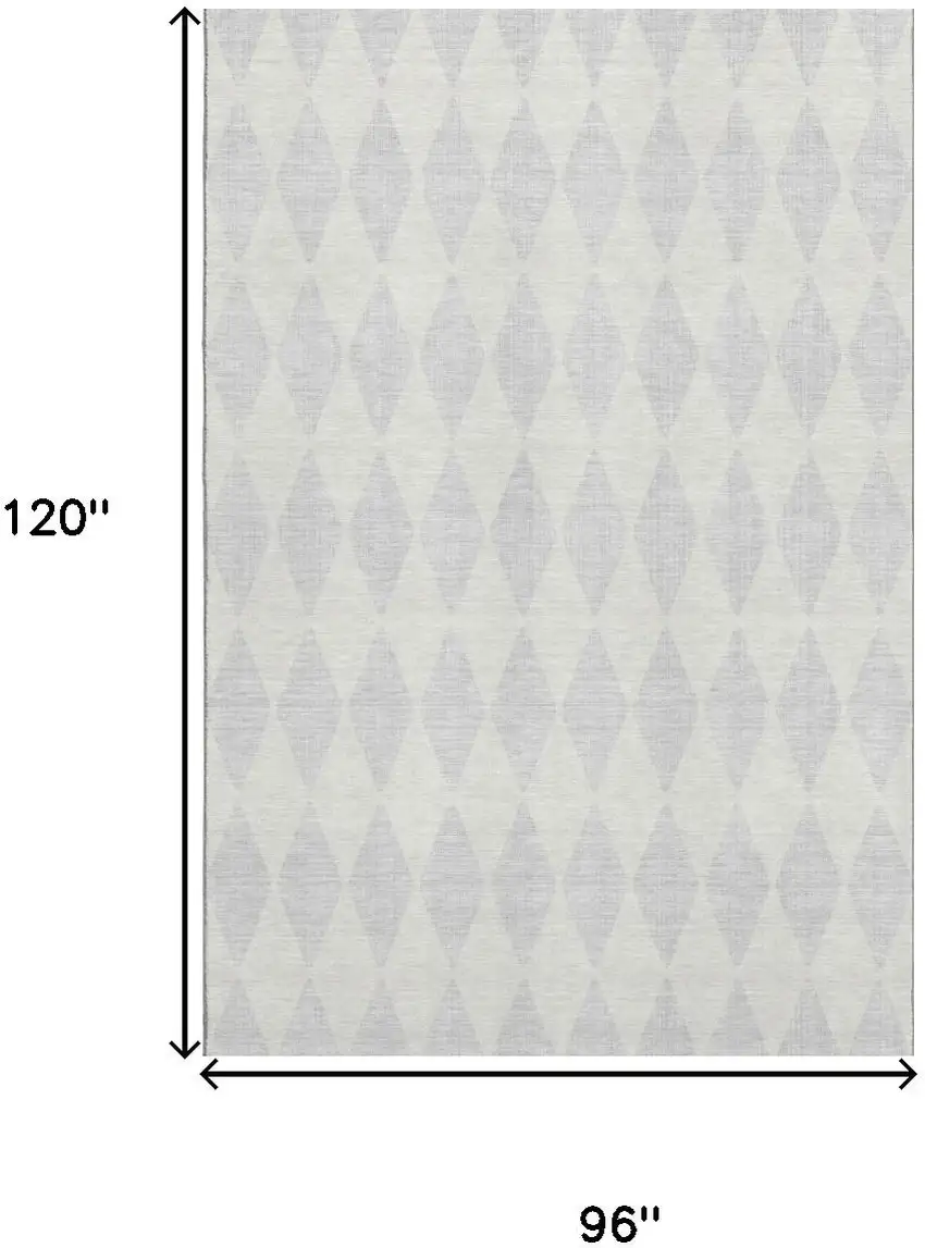 Silver And Ivory Diamond Washable Area Rug With UV Protection Photo 3