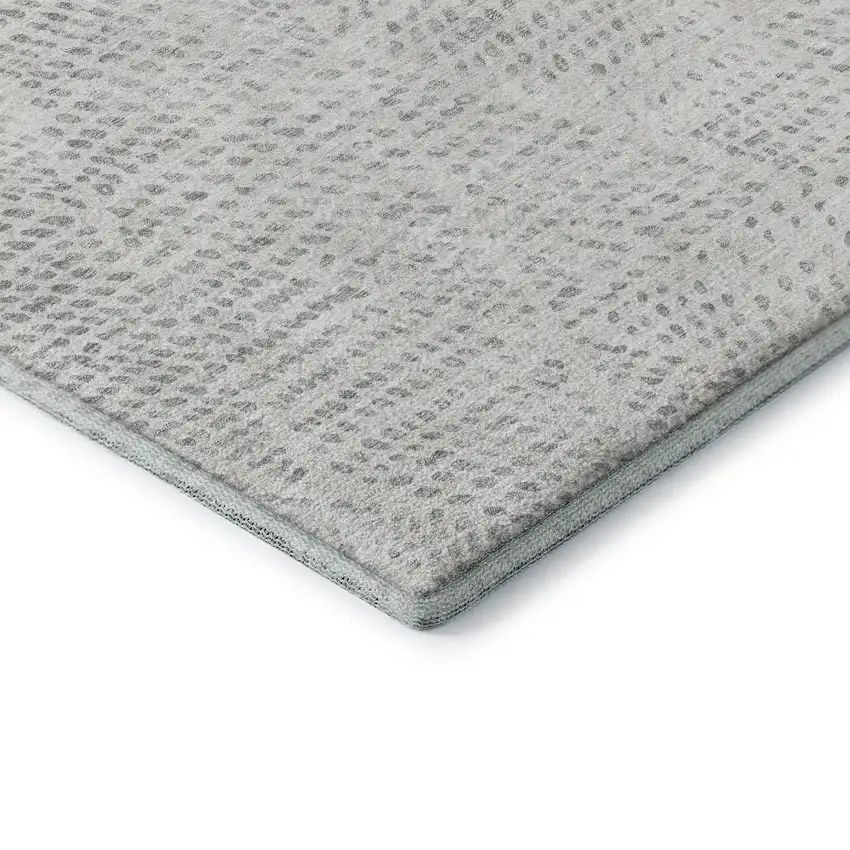 Silver And Ivory Diamond Washable Area Rug With UV Protection Photo 9