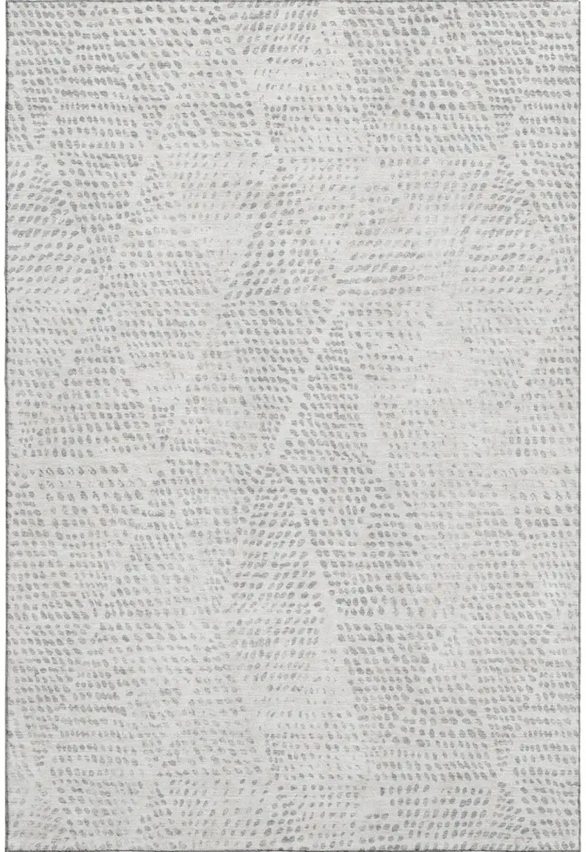 Silver And Ivory Diamond Washable Area Rug With UV Protection Photo 1