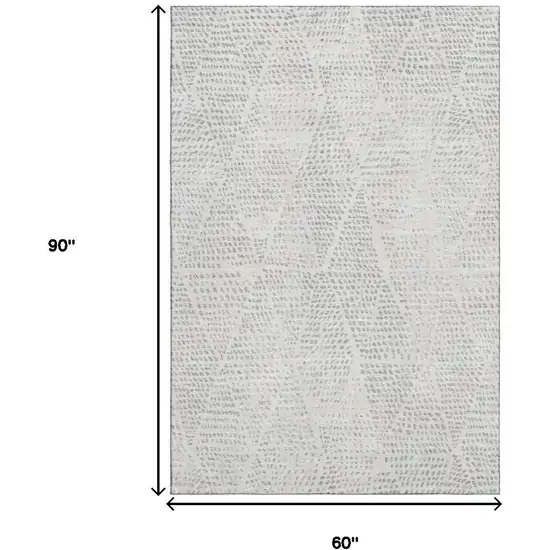 Silver And Ivory Diamond Washable Area Rug With UV Protection Photo 9