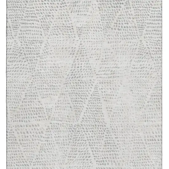 Silver And Ivory Diamond Washable Area Rug With UV Protection Photo 9