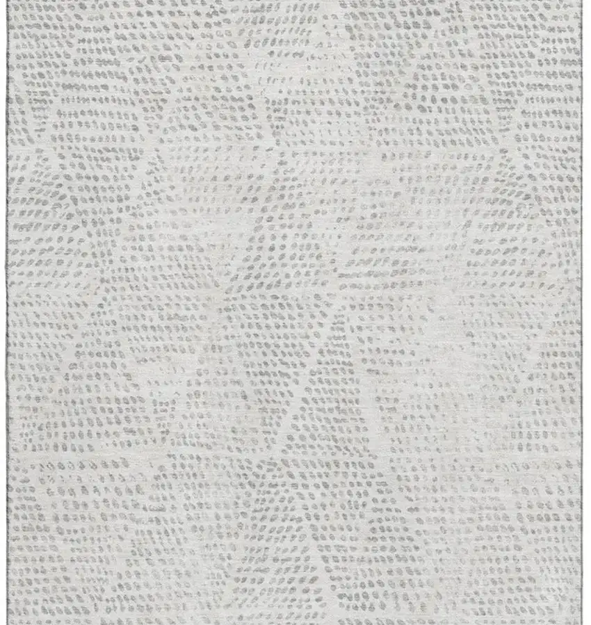 Silver And Ivory Diamond Washable Area Rug With UV Protection Photo 9