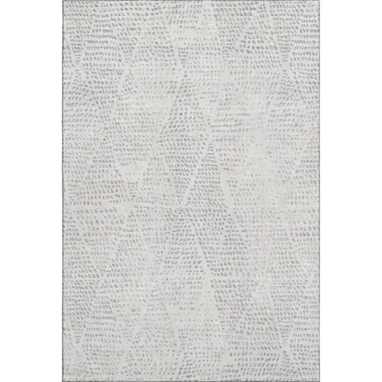 Silver And Ivory Diamond Washable Area Rug With UV Protection Photo 1