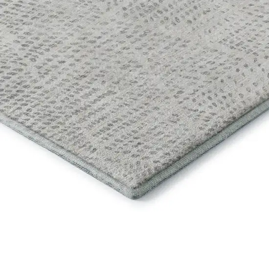 Silver And Ivory Diamond Washable Area Rug With UV Protection Photo 9