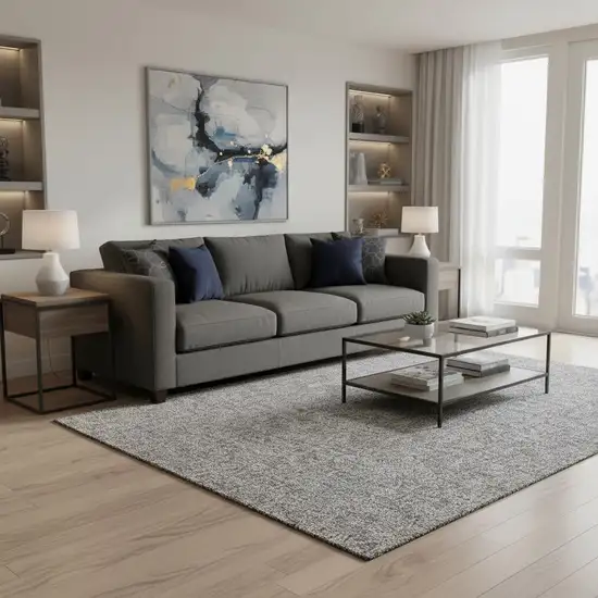 Silver And Ivory Floral Washable Area Rug With UV Protection Photo 1