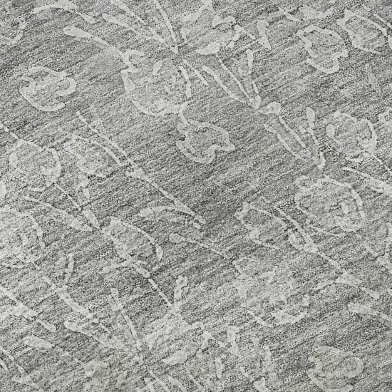 Silver And Ivory Floral Washable Area Rug With UV Protection Photo 9