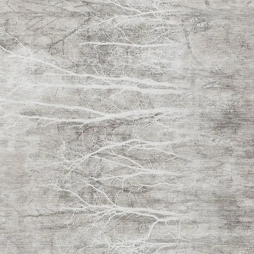 Silver And Ivory Floral Washable Area Rug With UV Protection Photo 3