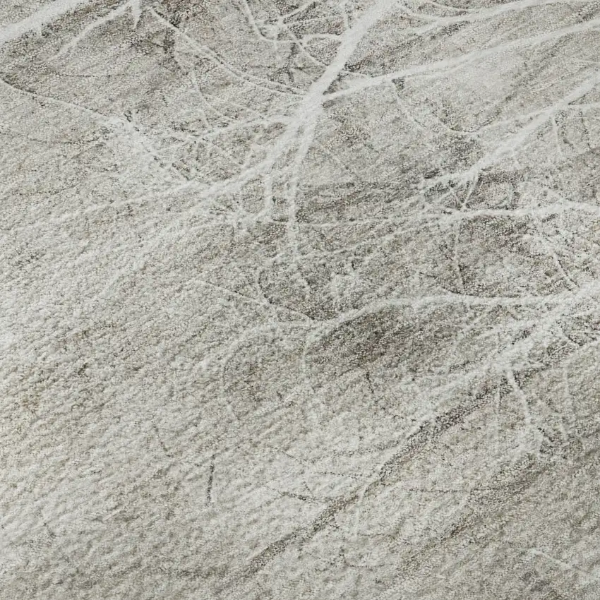 Silver And Ivory Floral Washable Area Rug With UV Protection Photo 8