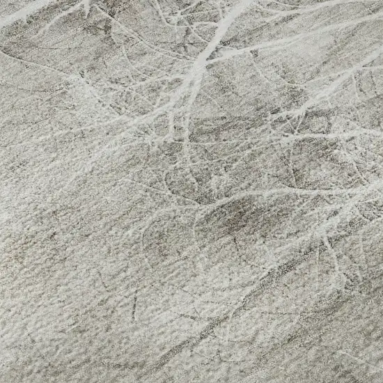 Silver And Ivory Floral Washable Area Rug With UV Protection Photo 8