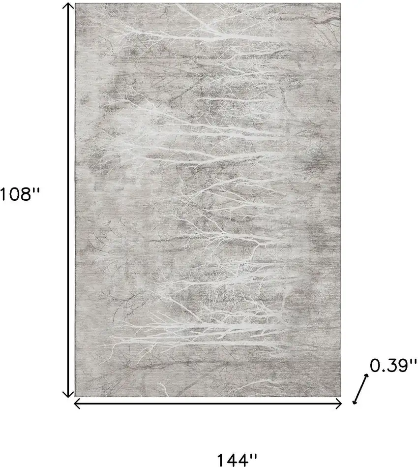 Silver And Ivory Floral Washable Area Rug With UV Protection Photo 9