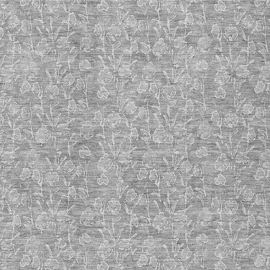 Silver And Ivory Floral Washable Indoor Outdoor Area Rug Photo 5