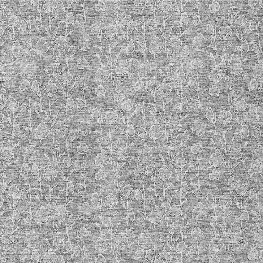 Silver And Ivory Floral Washable Indoor Outdoor Area Rug Photo 5