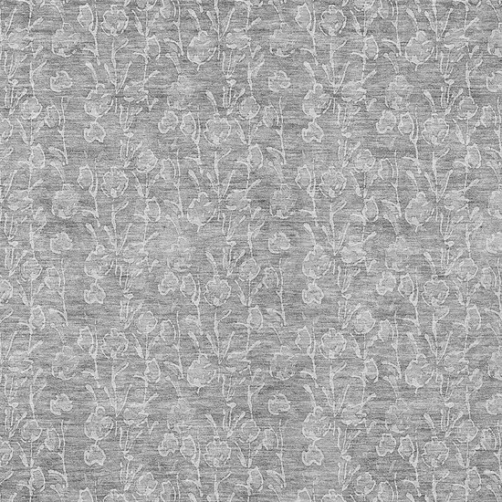 Silver And Ivory Floral Washable Indoor Outdoor Area Rug Photo 5
