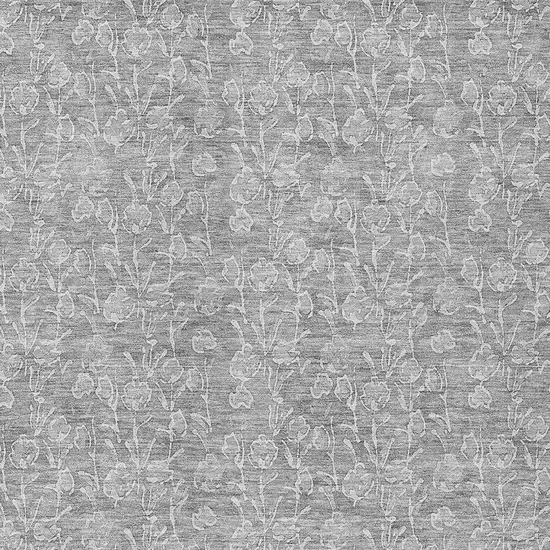 Silver And Ivory Floral Washable Indoor Outdoor Area Rug Photo 5