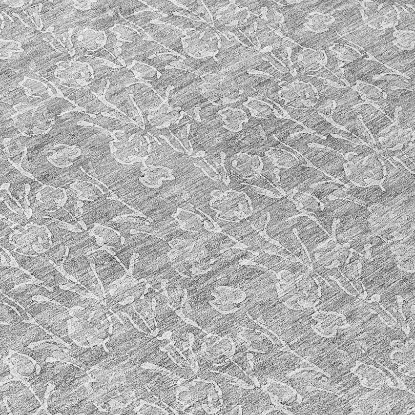 Silver And Ivory Floral Washable Indoor Outdoor Area Rug Photo 7