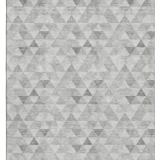 Silver And Ivory Geometric Washable Area Rug With UV Protection Photo 3