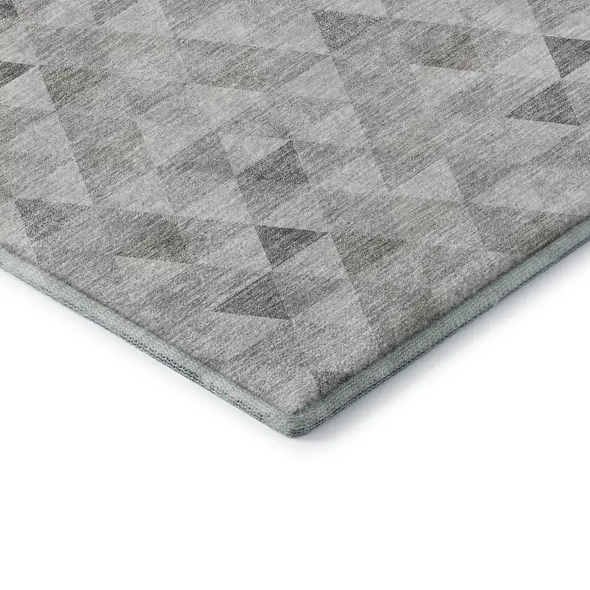 Silver And Ivory Geometric Washable Area Rug With UV Protection Photo 7