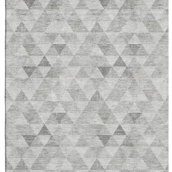 Silver And Ivory Geometric Washable Area Rug With UV Protection Photo 2