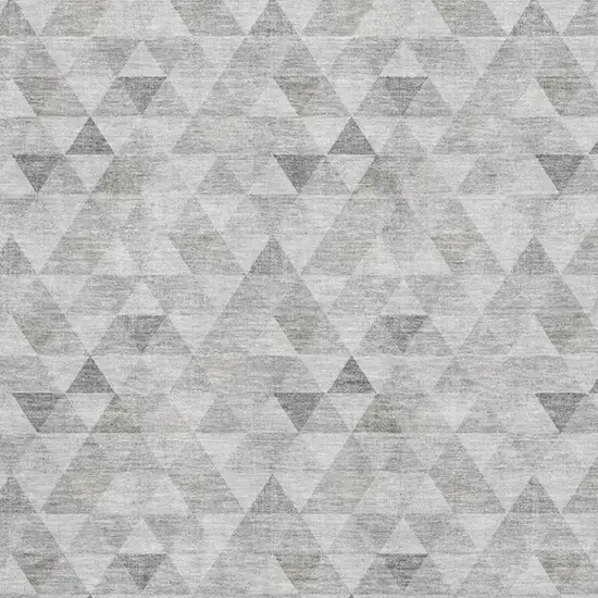Silver And Ivory Geometric Washable Area Rug With UV Protection Photo 2