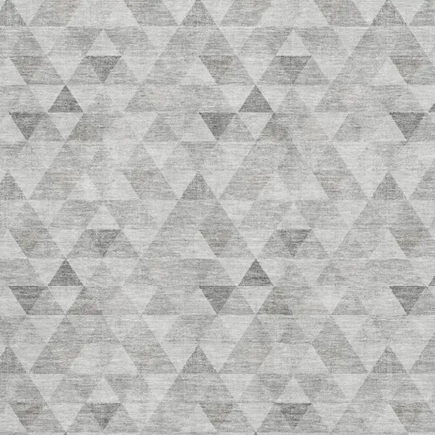 Silver And Ivory Geometric Washable Area Rug With UV Protection Photo 2