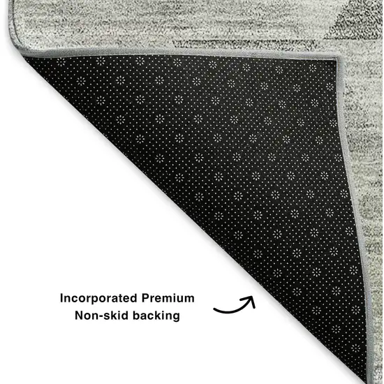 Silver And Ivory Geometric Washable Area Rug With UV Protection Photo 6