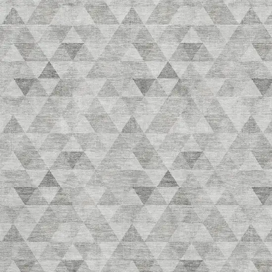Silver And Ivory Geometric Washable Area Rug With UV Protection Photo 2