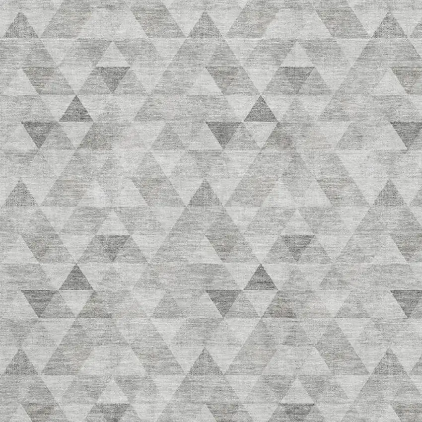 Silver And Ivory Geometric Washable Area Rug With UV Protection Photo 2