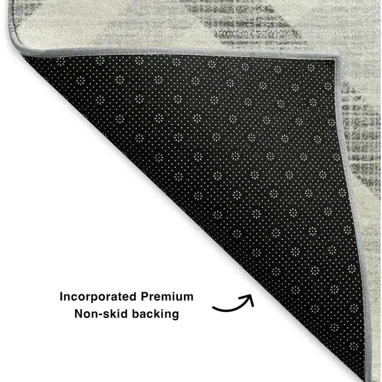 Silver And Ivory Geometric Washable Area Rug With UV Protection Photo 6
