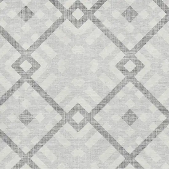 Silver And Ivory Geometric Washable Area Rug With UV Protection Photo 2