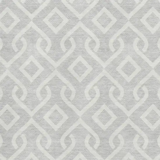 Silver And Ivory Geometric Washable Area Rug With UV Protection Photo 3