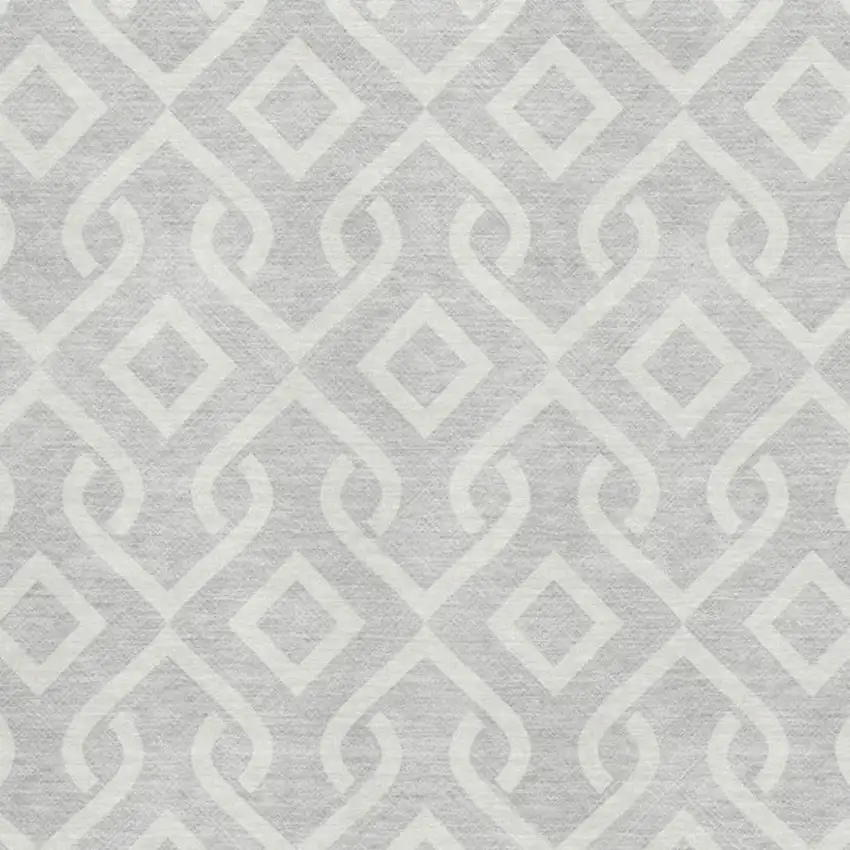 Silver And Ivory Geometric Washable Area Rug With UV Protection Photo 3