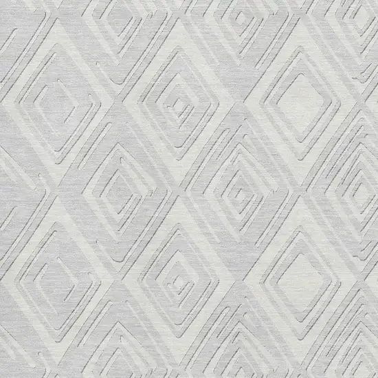 Silver And Ivory Geometric Washable Area Rug With UV Protection Photo 4