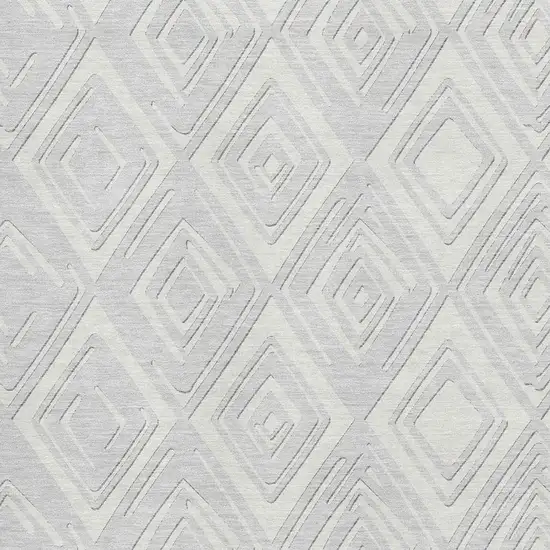Silver And Ivory Geometric Washable Area Rug With UV Protection Photo 4
